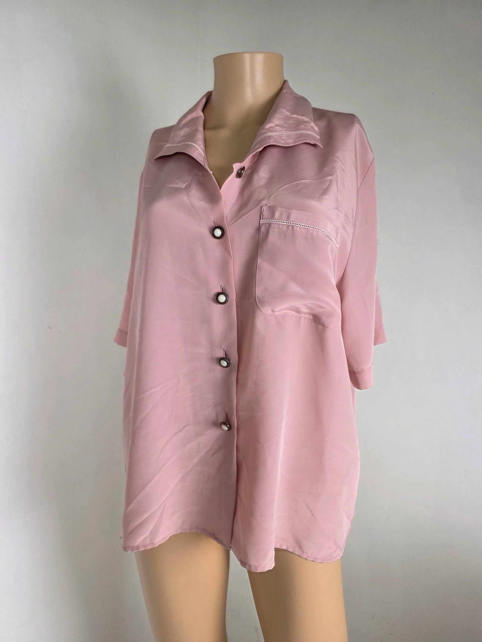 🍒Vintage 90's Frans merk🍒 satijn roze poeder nathalie andersen maat 42/44 hemd – photo 2
